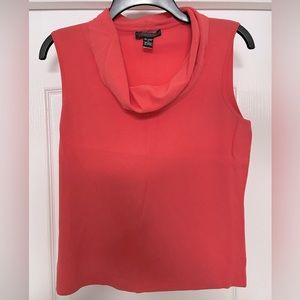 Pointelle sleeveless drape neck top size Medium- coral